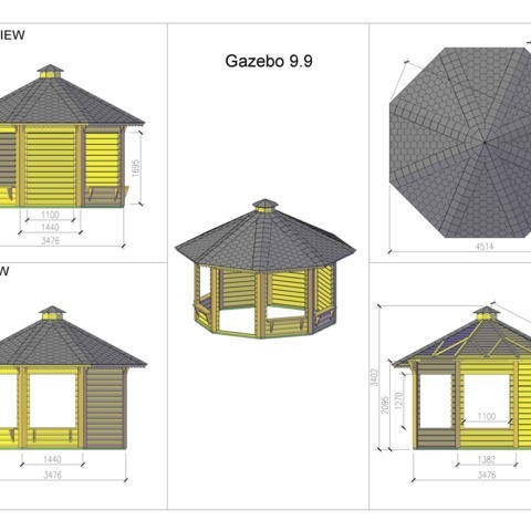 Pavillons Gazebo ouvert (9,9 m²)